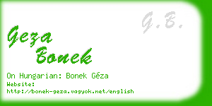 geza bonek business card